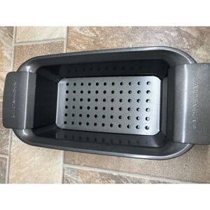 Rachael Ray Nonstick Meatloaf Pan with Perforated Removable Insert Gray Steel